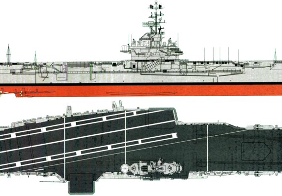 Авианосец USS CV-34 Oriskany [Aircraft Carrier] - чертежи, габариты, рисунки
